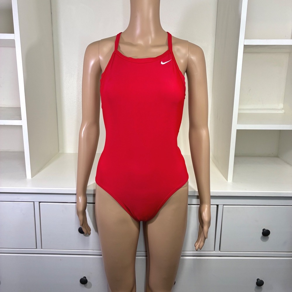 Nike Swim Womens Red Performance One Piece Swimsuit NESS7085 Size 32 WMS 6